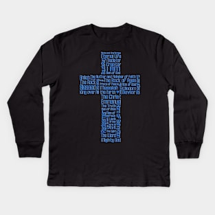 Cross Names of Jesus Blue Kids Long Sleeve T-Shirt